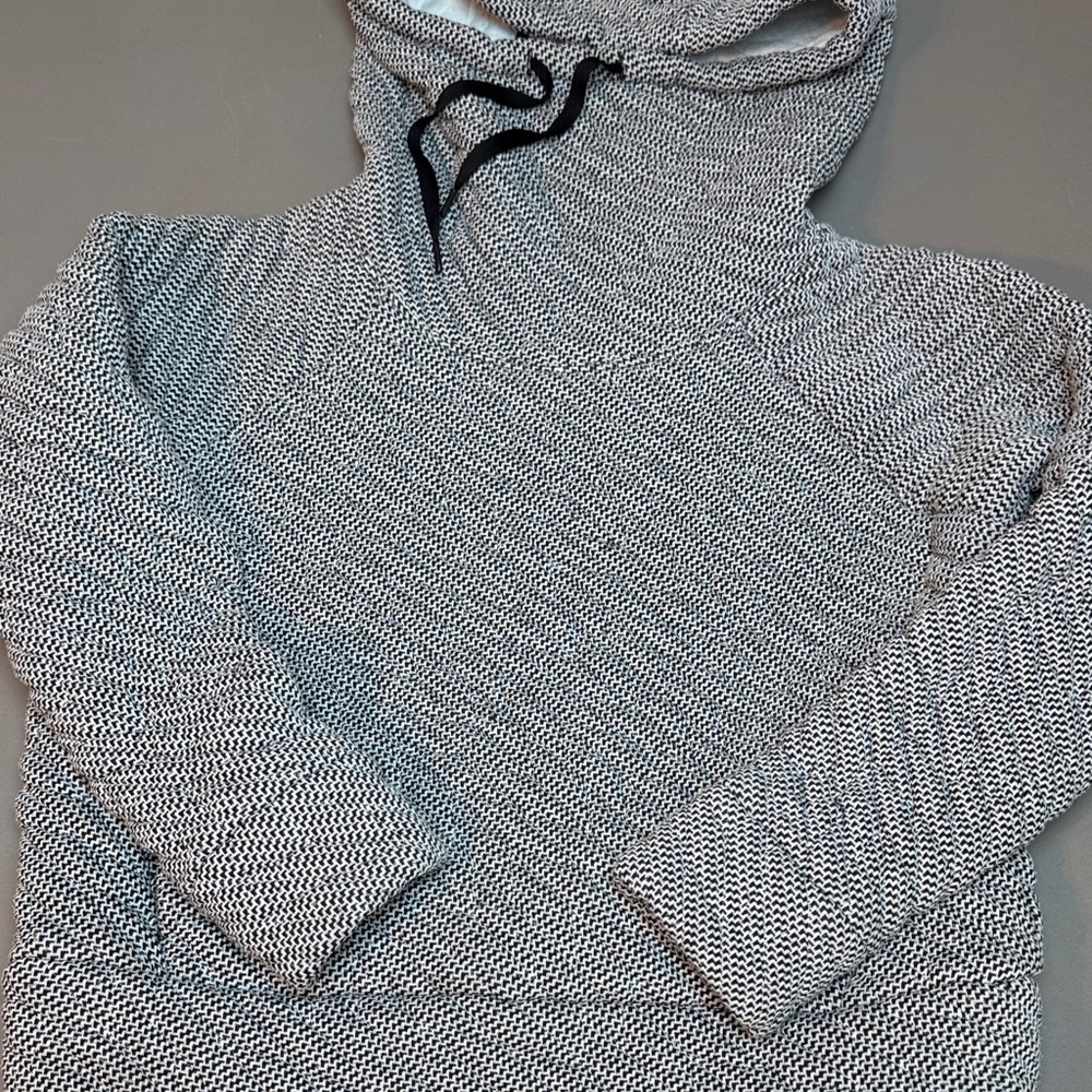 Gap Black and White Hoodie Cowl Neck Quilted Sweatshirt Small - Picture 6 of 10